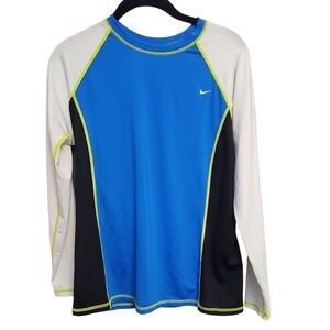 Nike Long Sleeve Rash Guard Swim Shirt Athletic Top Blue Black L